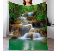 ANALTIRCE Couverture en Flanelle Motif Nature Forêt, Douce et Confortable Couverture à Motif Naturel Cascade pour Enfant, Jeté de Canapé Chambre Literie 150×200 cm