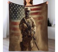 ANALTIRCE Couverture Plaid Polaire 200 × 220 cm Enfant Soldat Américain Portrait, Moelleuse Flanelle Couverture Lit 2 Personnes Microfibre, Bannière Rétro Douce Chaude Plaid Jeté de Canapé Chambre