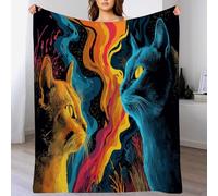 ANALTIRCE Couverture Plaid Polaire 220 × 240 cm Enfant Chat Mignon, Moelleuse Flanelle Couverture Lit 2 Personnes Microfibre, Animaux Fantastiques Fleurs Douce Chaude Plaid Jeté de Canapé Chambre