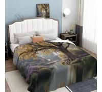 ANALTIRCE Couverture Polaire 130 × 150 cm Adulte Chênes Majestueux, Confortable et Respirante Nature Brume Herbe Couverture de Canapé, Vert Douce Plaid Polaire pour Voyager Lit ou Canapé