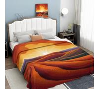 ANALTIRCE Couverture Polaire 180 × 200 cm Adulte Collines Ondulantes, Confortable et Respirante Abstrait Lever Soleil Couverture de Canapé, Orange Douce Plaid Polaire pour Voyager Lit ou Canapé