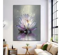 ANALTIRCE Gris Affiche Toile Art Mural Peinture, Tableau sur Toile Rêveur Fleurs Lotus Blanc Sur L'Eau pour Salon Décoration d'intérieur 40×60 cm Sans Cadre