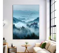 ANALTIRCE Impression sur Toile Brume Cime Des Arbres Image Tableau Decoration Murale 30×40 cm Deco Sans Cadre Décoration Salon Chambre Cuisine Montagnes Plantes Tableaux Decoratifs Muraux Art