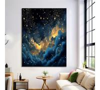 ANALTIRCE Impression sur Toile Ciel Étoilé Nuages, Peinture sur Toile Fantastique Céleste, Tableau Décoration Murale Bleu Foncé, Art Mural Moderne pour Salon Chambre Bureau 30×40 cm Sans Cadre