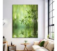 ANALTIRCE Impressions Murales Nature Plantes Sans Cadre, Zen Lac Forêt Bambous Affiches,Tableau Décoration Murale,Murale Art Toile Tableau,Pour Salon Chambre, 30×40 cm