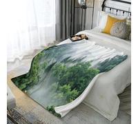 ANALTIRCE Motif Forêt Dense Couvertures Flanelle Douillette, Vert Chaud et Doux Plaid Peluche Couverture Polaire, 150 × 200 cm Nature Canopée des Arbres Duveteux Douce Canapé Couverture