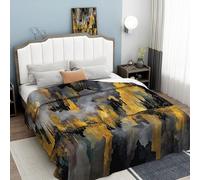 ANALTIRCE Motif Peinture À l'huile Abstraite Couvertures Flanelle Douillette, Or Chaud et Doux Plaid Peluche Couverture Polaire, 130 × 150 cm Ville Architecture Duveteux Douce Canapé Couverture