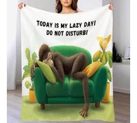 ANALTIRCE Motif Singe Dessin Animé Couvertures Flanelle Douillette, Vert Chaud et Doux Plaid Peluche Couverture Polaire, 200 × 220 cm Citations Animaux Duveteux Douce Canapé Couverture