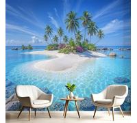 ANALTIRCE Papier Peint Intissé 450×315 cm - Îles Naturelles Et Tropicales Panoramique Tapisserie Murale 3D Facile à Monter Mural, Papiers Peints Eau Mer Claire Pour le Salon Chambre à Coucher, Bleu