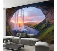ANALTIRCE Papier Peint Intissé Immense Cascade, Papier Peint Panoramique Motif Naturelles Grottes, Fresque Murale 300×210 cm, Décoration Murale XL Pour Salon, Chambre, Bureau