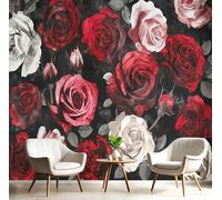 ANALTIRCE Papier Peint Intissé Roses Élégantes À L'Aquarelle, Papier Peint Panoramique Motif Abstrait Floral, Fresque Murale 260×180 cm, Décoration Murale XL Pour Salon, Chambre, Bureau