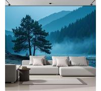 ANALTIRCE Papier Peint Intissé Un Pin Solitaire, Papier Peint Panoramique Motif Forêt Tranquille, Fresque Murale 260×180 cm, Décoration Murale XL Pour Salon, Chambre, Bureau