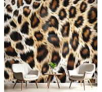 ANALTIRCE Papier Peint Léopard 3D Panoramique Mural, Animaux Textures Papier Peint en Tissus non tissés Poster 350× 256cm Décoration Murale Salon Chambre
