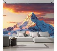 ANALTIRCE Papier Peint Panoramique 250×175 cm, Papier Peint Montagnes Sacrées Montagnes Majestueuses Enneigés, Décoration Or 3D Photo Murale Intissé Wallpaper Pour Chambre, Salon, Mur TV