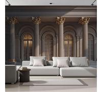 ANALTIRCE Papier Peint Panoramique 3D Architecture Louvre Arches Colonnes Pierre Papier Peint Intissé Tapisserie Poster Mural Beige pour Salon Chambre Décoration Murale 250×175 cm