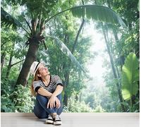 ANALTIRCE Papier Peint Panoramique 400×280 cm, Papier Peint Naturellement Bananier Forêt Tropicale Humide, Décoration Vert XXL 3D Photo Murale Intissé Wallpaper Pour Chambre, Salon, Mur TV