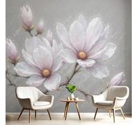 ANALTIRCE Papier Peint Panoramique Aquarelle Magnolia 250×175 cm - Décoration Murale Style Fleurs, Murales Papier Peint Intissé pour Chambre Salon, Poster Tableaux Photo Muraux