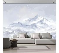 ANALTIRCE Papier Peint panoramique Art Abstrait Du Paysage 400×280 cm Intissé Murale XXL Moderne Décoration Geant Murale, Montagnes Enneigées Tapisserie Photo Salon Chambre á Coucherr, Blanc