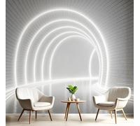 ANALTIRCE Papier Peint Panoramique Minimalisme Architecture,Papier Peint 3D Motif Tunnel Perspective Intissé Wallpaper Chambre Bureau Déco 450×315 cm Personnalisé Décoration Murale Blanc