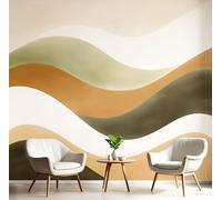 ANALTIRCE Papier Peint Panoramique Minimalisme Rayures, Papier Peint Résumé Vagues, Fresque Murale Intissée Brun Non Tissé Décoration XL Murale Pour Salon, Chambre, Bureau 200×150cm