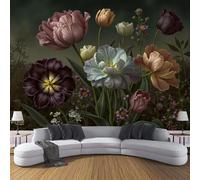 ANALTIRCE Papier Peint Panoramique Nature Morte Fleurs 400×280 cm - Décoration Murale Baroque Tulip, Murales XXL Papier Peint Intissé pour Chambre Salon, Poster Tableaux Photo Muraux