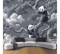 ANALTIRCE Papier Peint Panoramique Résumé Animal,Papier Peint 3D Motif Panda Grimpant À Un Arbre Intissé Wallpaper Chambre Bureau Déco 150×105cm Personnalisé Décoration Murale Gris