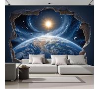 ANALTIRCE Papier Peint panoramique Science-Fiction Galaxies 260×180 cm Intissé Murale XL Moderne Décoration Geant Murale, La Terre Vue L'Espace Tapisserie Photo Salon Chambre á Coucherr, Bleu Foncé