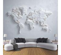 ANALTIRCE Papier Peint Résumé Relief Carte 350× 256cm Papier Peint Panoramique Effet 3D, XXL Peinture Murale Poster intissé Carte Du Monde Simple, pour Chambre Salon TV Fond