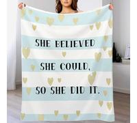 ANALTIRCE Plaid Lit Motif Citations Amour 2 Personnes, Jeté de Canapé Motif Simple Rayures, Couverture Polaire 180 × 200 cm, Couverture Chaude Doux Légère pour Automne Hive