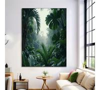 ANALTIRCE Vert Affiche Toile Art Mural Peinture, Tableau sur Toile Feuilles De Palmier Plantes Forêt Tropicale Humide pour Salon Décoration d'intérieur 60×90 cm Sans Cadre