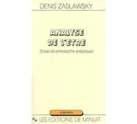 Analyse De L'être - Essai De Philosophie Analytique