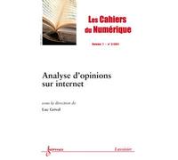 Analyse d'opinions sur internet les cahiers du numerique vol - Grivel - Hermes Science Publications - broché - Livre