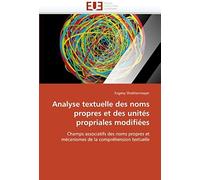 Analyse Textuelle Des Noms Propres Et Des Unités Propriales Modifiées
