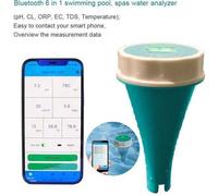 Analyseur d'eau de piscine connecté flottant - 6 en 1 - pH chlore EC TDS ORP testeur de température