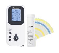 Analyseur d'Eau Numérique pour Piscine et Spa Testeur Professionnel Chlore Libre et Total, pH, Dureté, Alcalinité, Acide Cyanurique, Brom Technologie Photodélectrique Inclut Bandelettes de Test