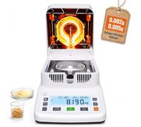 Analyseur d'humidité halogène, capacité 120 g, résolution 0,005 g, RS232 | Chauffage de 40 à 180 °C, minuterie de 1 à 99 minutes, stockage de 15 modes et écran LCD rétroéclairé avec plateau en acier