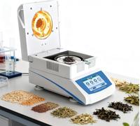 Analyseur d'Humidité Numérique avec Chauffage Halogène, Précision 0,001g et Écran Tactile pour Grains, Aliments, Sols et Laboratoire | Capacité 100g | Précision ±0,5% | Sortie RS232