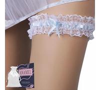 ANAMEL Jarretière de mariée pour femme - Blanc et bleu - Jarretière de mariée Taille unique - Accessoire de mariée élégant bleu