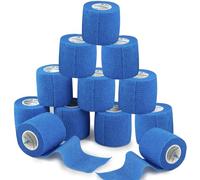 ANAMPION Bandage Autoadhésif 12 Rouleaux, 5cm x 4.5m Bande Cohesive pour Les Humains Et Les Animaux, Bande Strapping Adhésif pour Gonflement Des Chevilles, Sports, Animaux(Bleu)