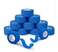 ANAMPION Bandage Autoadhésif 12Rouleaux, 2.5cmx4.5m Bande Cohesive pour Les Humains Et Les Animaux, Bande Strapping Adhésif pour Gonflement Des Chevilles, Sports (Bleu)