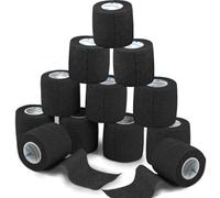 ANAMPION Bandage Autoadhésif, 5cm x 4.5m Bande Cohesive pour Les Humains Et Les Animaux, Bande Strapping Adhésif pour Gonflement Des Chevilles, Sports, Animaux(Noir, 12 Rouleaux)