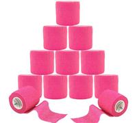 ANAMPION Bandage Autoadhésif, 5cm x 4.5m Bande Cohesive pour Les Humains Et Les Animaux, Bande Strapping Adhésif pour Gonflement Des Chevilles, Sports, Animaux(Couleur rose vif, 12 Rouleaux)