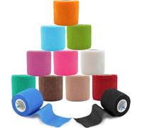 ANAMPION Bandage Autoadhésif, 5cm x 4.5m Bande Cohesive pour Les Humains Et Les Animaux, Bande Strapping Adhésif pour Gonflement Des Chevilles, Sports, Animaux (12 Couleur MIX, 12 Rouleaux)