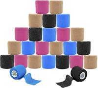 ANAMPION Bandage Autoadhésif, 5cm x 4.5m Bande Cohesive pour Les Humains Et Les Animaux, Bande Strapping Adhésif pour Gonflement Des Chevilles, Sports, Animaux (4 Couleur MIX, 24 Rouleaux)