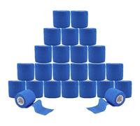 ANAMPION Bandage Autoadhésif, 5cm x 4.5m Bande Cohesive pour Les Humains Et Les Animaux, Bande Strapping Adhésif pour Gonflement Des Chevilles, Sports, Animaux (Bleu, 24 Rouleaux)