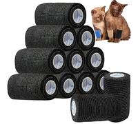 ANAMPION Bandage Autoadhésif, 7.5cmx4.5m Bande Cohesive pour Les Humains, Bande Strapping Adhésif pour Sports,Animaux,GonflementDes Cheville (Noir, 12 Rouleaux)