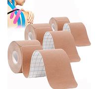 ANAMPION Tape Kinesiologie 3 Rouleaux, Bande Kinesiologie Tape pour la Physique, Imperméable Kinesio Tape pour Les Genou, Coude et l'épaule (Couleur de peau, Prédécoupés 3 Rouleaux)