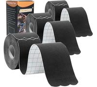 ANAMPION Tape Kinesiologie 3 Rouleaux, Bande Kinesiologie Tape pour la Physique, Imperméable Kinesio Tape pour Les Genou, Coude et l'épaule (Noir, Vague Prédécoupés 3 Rouleaux)