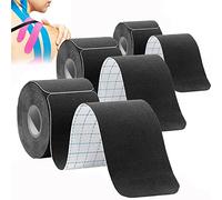ANAMPION Tape Kinesiologie 3 Rouleaux, Bande Kinesiologie Tape pour la Physique, Imperméable Kinesio Tape pour Les Genou, Coude et l'épaule (Noir, Prédécoupés 3 Rouleaux)