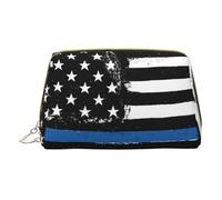 Ananas by The Sea Trousse de maquillage pour voyage en cuir Trousse de toilette portable pour femme/homme, Drapeau des États-Unis à ligne fine bleue, Taille unique